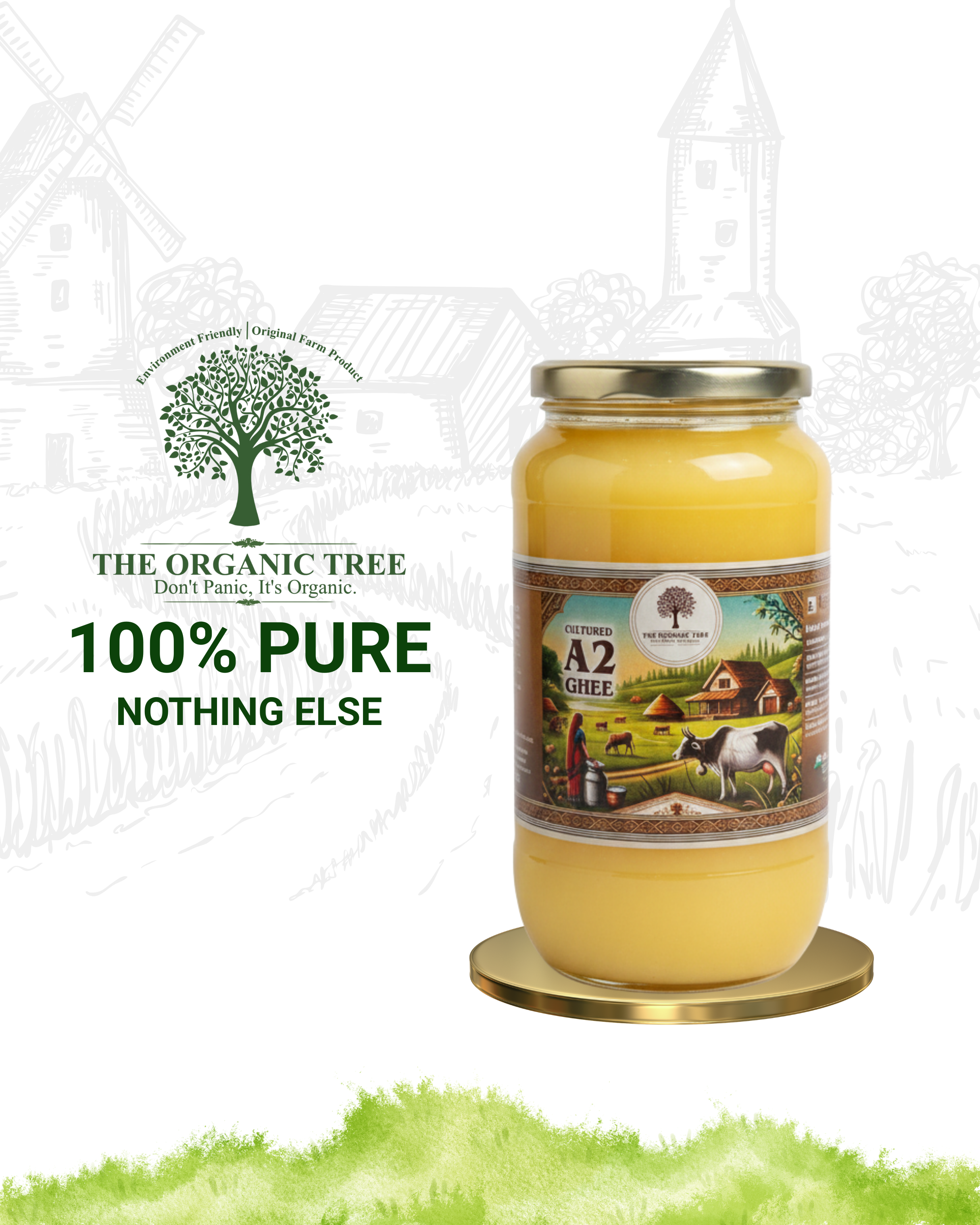 Cultured A2 Ghee (Made from Curd) – 500 ml | The Organic Tree