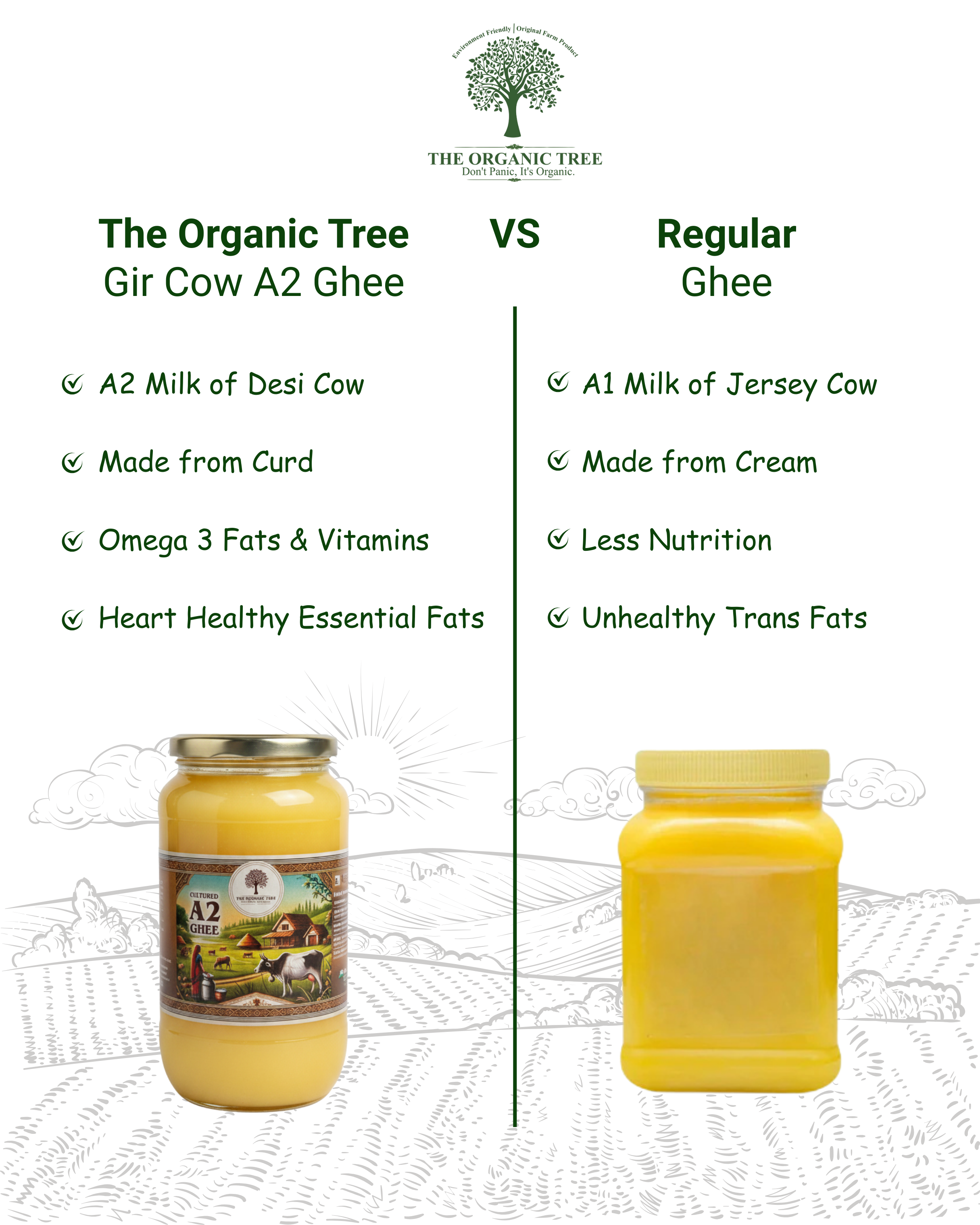 Cultured A2 Ghee (Made from Curd) – 500 ml | The Organic Tree
