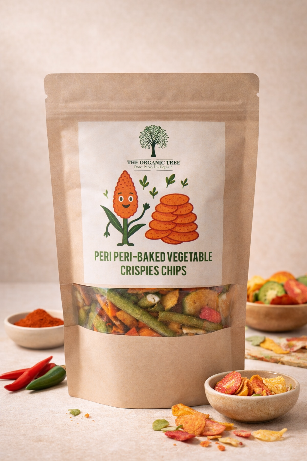 The Organic Tree Peri Peri Baked Vegetable Crispies – Healthy Crunch Snack