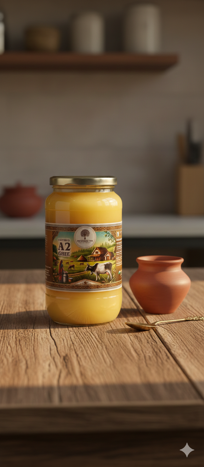 Cultured A2 Ghee (Made from Curd) – 500 ml | The Organic Tree